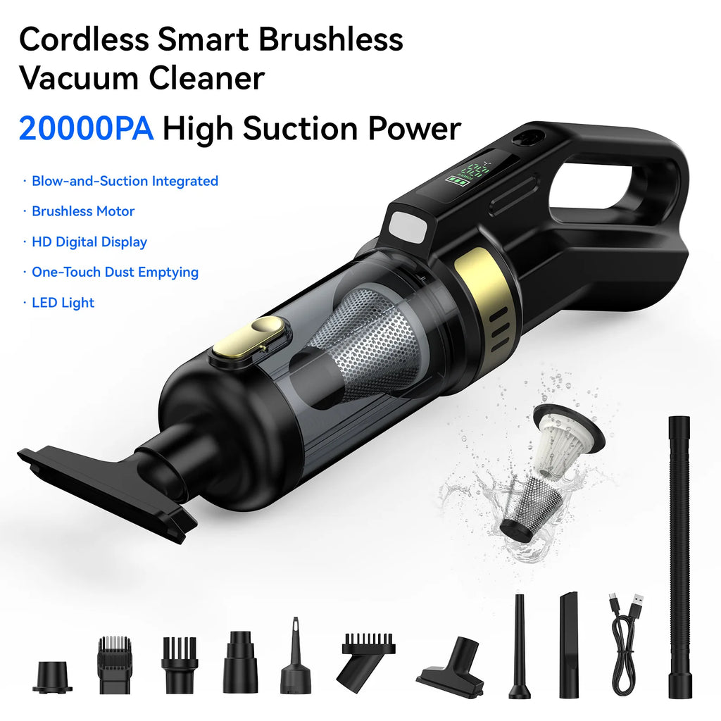 Handheld Vacuum Cleaner 20000PA Large Suction, Portable Blowing and Suction All-in-one Machine,  Car and Household Dual-purpose