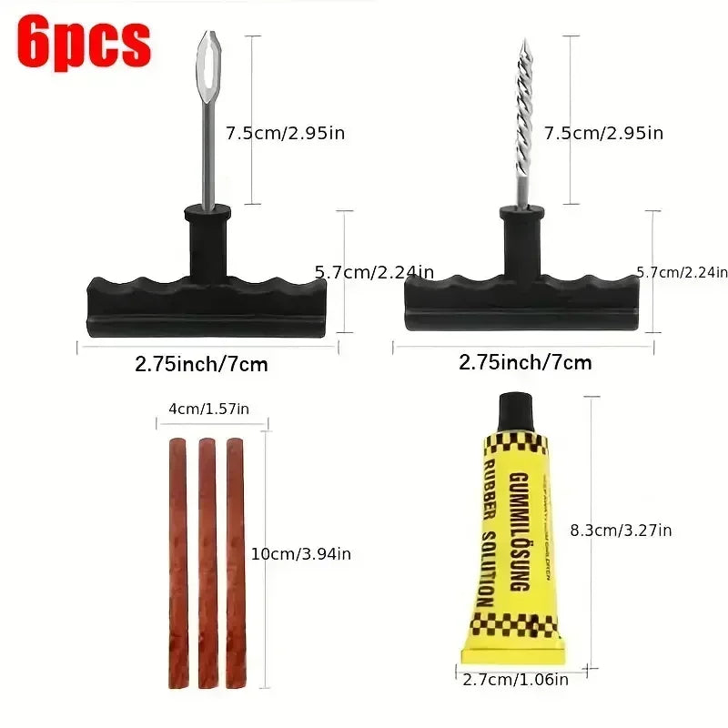 Car Tire Repair Tool Tire Repair Kit Studding Tool Set Auto Bike Tubeless Tire Tyre Puncture Plug Garage Tools with Rubber Strip