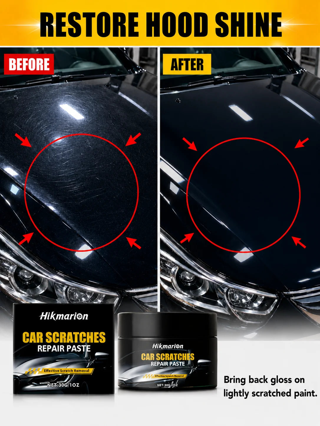 30g Car Scratch Repair Paste Auto Paint Scratch Remover Polishing Wax for Light Scratches Swirl Marks Scuffs Car Body Care
