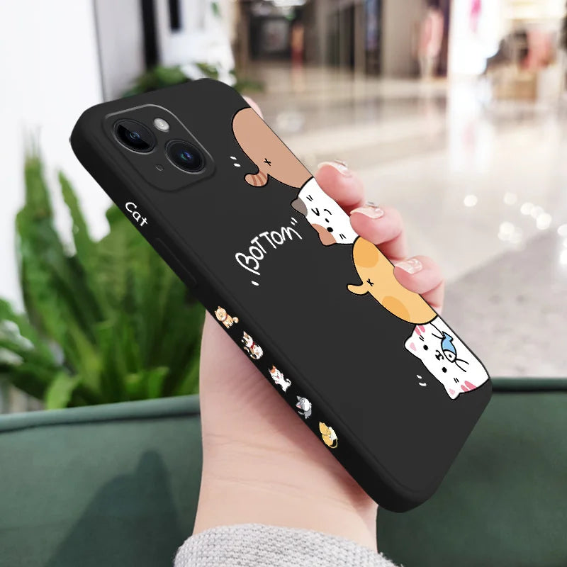 Cat Litter Phone Case For iPhone 17 17 Air 16 16e 15 14 13 12 11 Plus Pro Max Mini X XR XS Plus Liquid Silicone Cover Car Mobile World