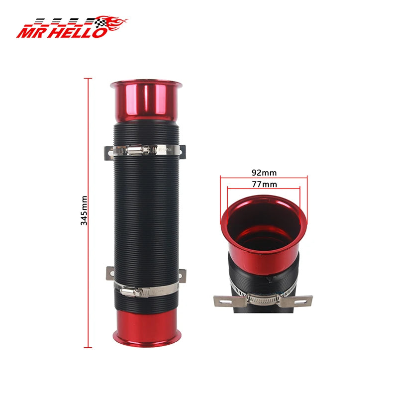 76MM Car Cold Air Turbo Intake Inlet Pipe Adjustable Flexible Duct Tube Hose Cold Feed Duct Pipe CM World