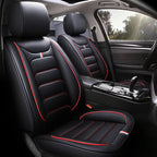 Five-seat car seat covers with dual-tone trim, luxury leather upholstery, fits most vehicles CM World