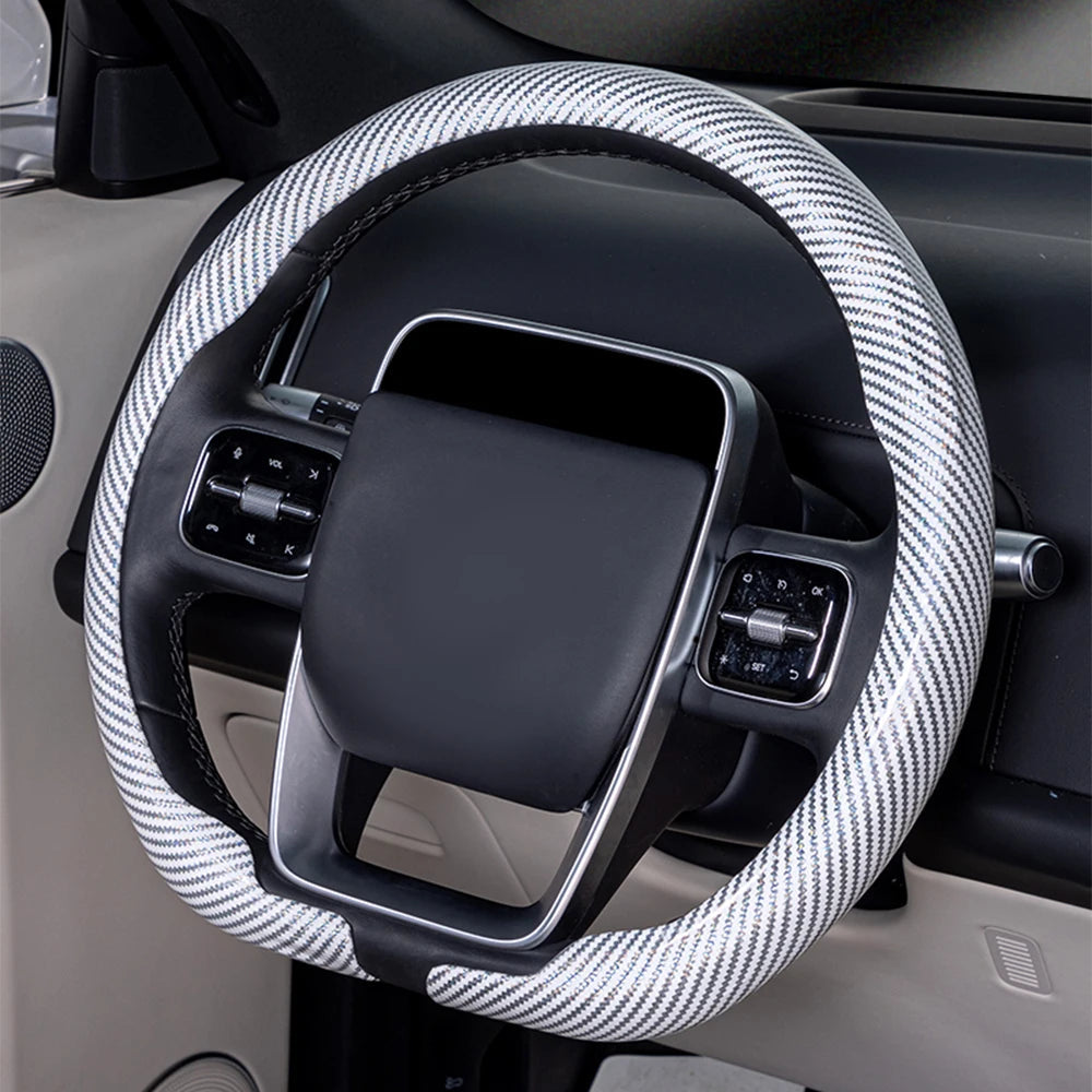 Steering Size 36-38cm Universal Non-slip D-shaped Round Breathable Car Steering Wheel Cover Protector Suitable Auto Accessories CM World