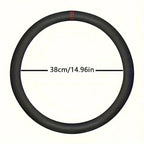 Car Steering Wheel Cover 38cm Non-Slip Suede Leather Ultra-thin D-shaped Round Sweat-absorbent For All Season Auto Accessories CM World