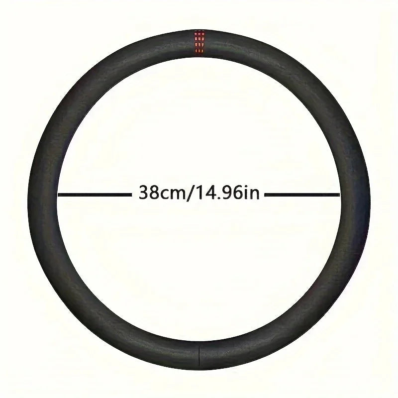 Car Steering Wheel Cover 38cm Non-Slip Suede Leather Ultra-thin D-shaped Round Sweat-absorbent For All Season Auto Accessories CM World