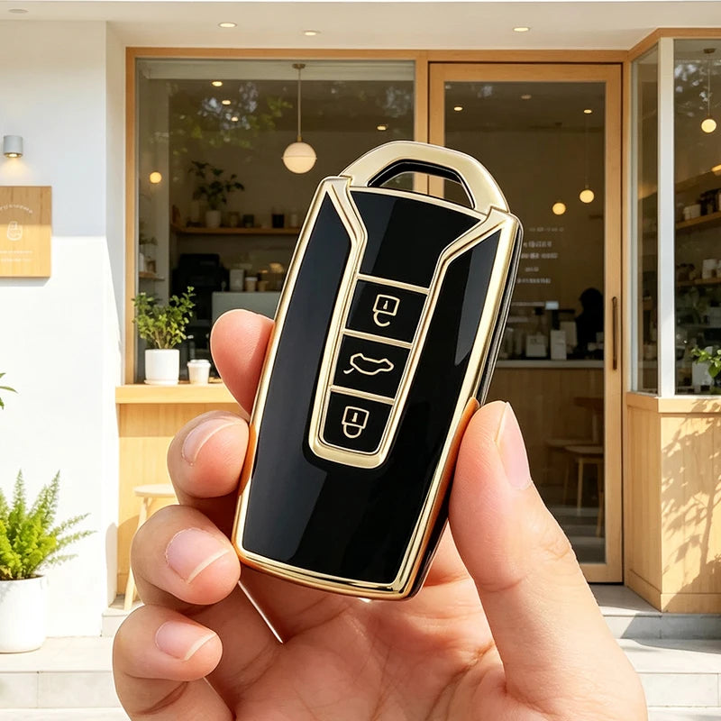 3 Buttons TPU Car Key Case Cover for Vw Volkswagen Touareg 2019 2020 2021 2022 2023 Auto Shell Fob Ring Keychain Protector