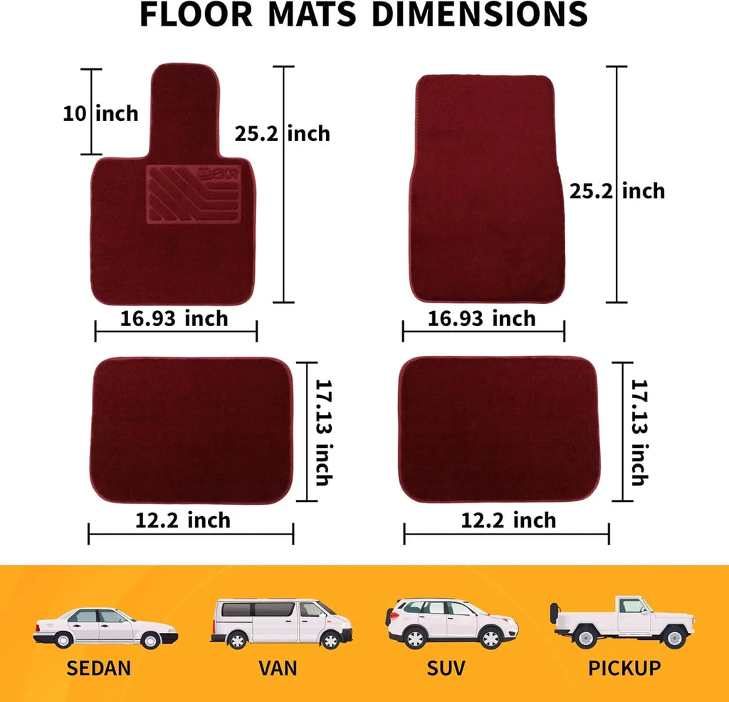 EKR 4Pcs Universal Auto Floor Mats Carpets Car Styling 0.5 inch Thick Polyester Anti-Slip Full Set Carpet Floor Mat For Car Accessories