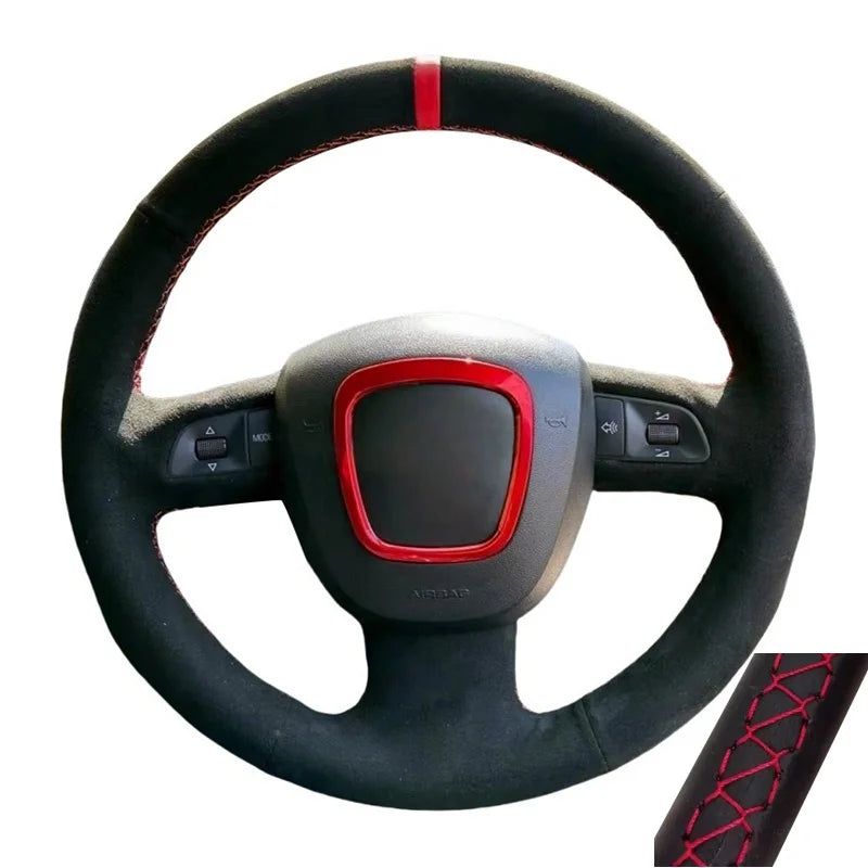 Non-Slip Suede Car Steering Wheel Cover Braid For Audi A3 8P Sportback A4 B8 Avant A5 8T A6 C6 A8 D3 Q7 8R Q5 4L S4 S3 CM World