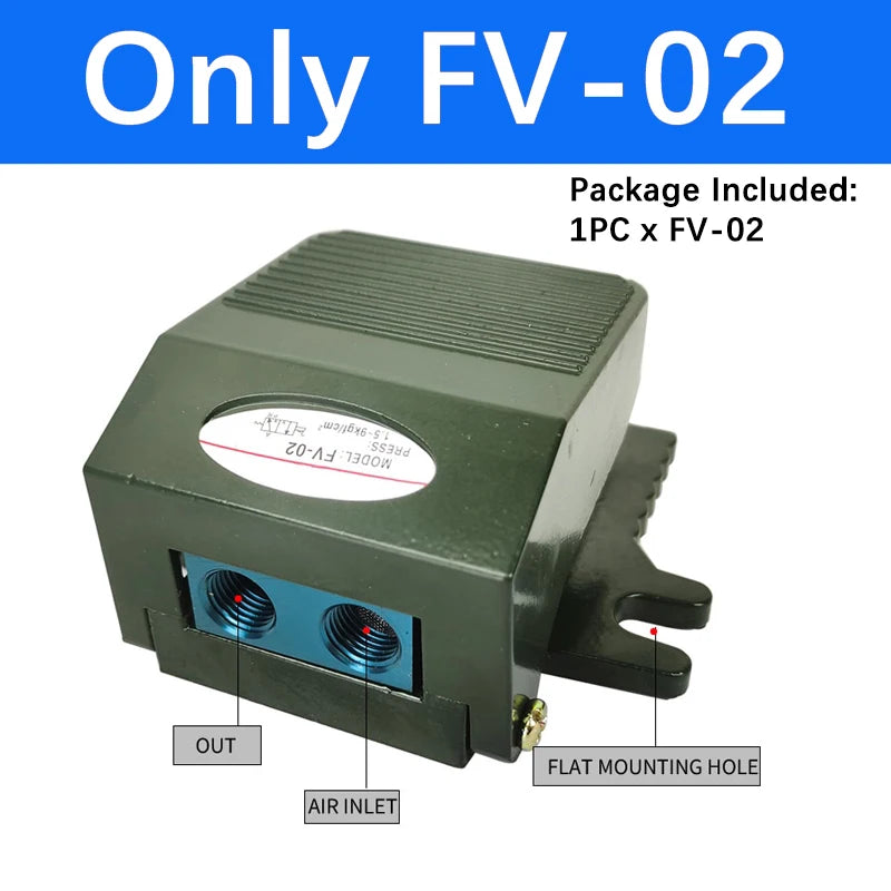 FV-02 2 Way 2 Position Foot Pneumatic Pedal Valve Tool Switch Air Valves With PC Connector 1/4BSP Threaded