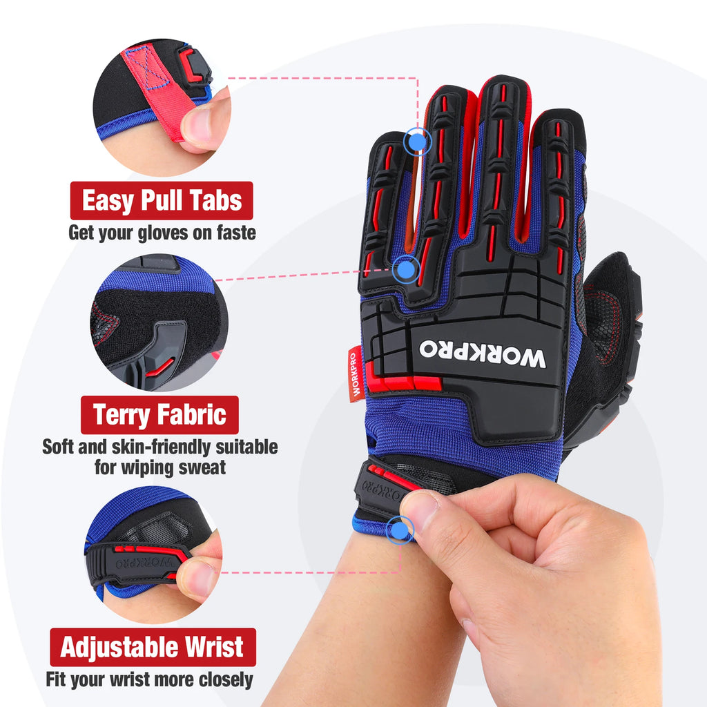 WORKPRO Heavy-duty Work Gloves Touch Screen Full Finger Glove Impact Protection Tactical Mittens Military Army Paintball Shoot CM World