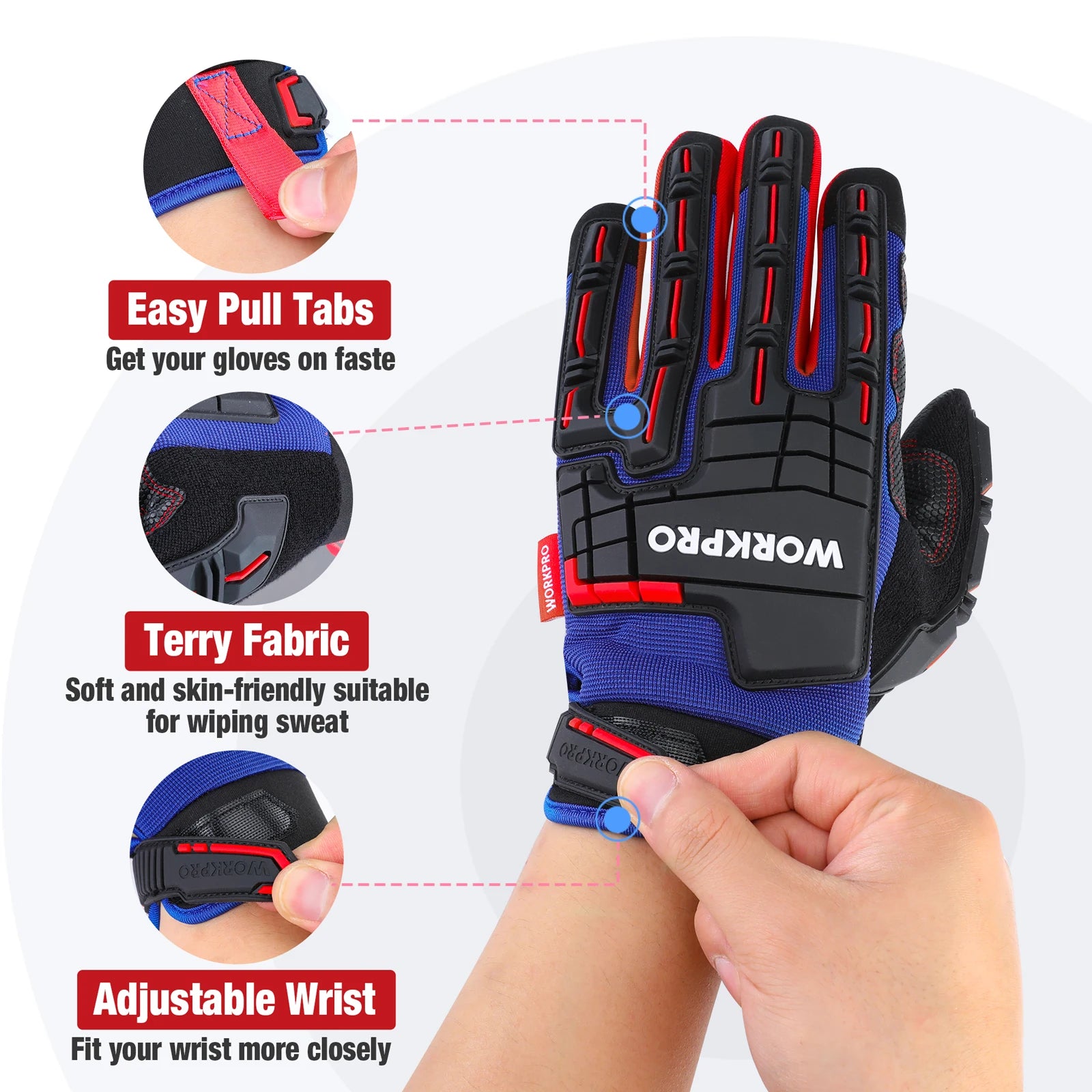 WORKPRO Heavy-duty Work Gloves Touch Screen Full Finger Glove Impact Protection Tactical Mittens Military Army Paintball Shoot CM World