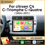 Ainavi Car Radio For Citroen C4 C-Triomphe C-Quatre 2004 2005 2006 2007 2008 2009 Wireless Carplay Android Auto Multimedia 2 Din CM World