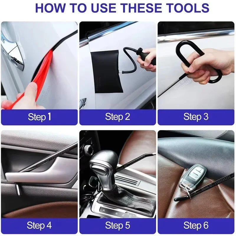 Zoposon Auto Wedge Pump Locksmith Thickened Door Repair Air Cushion Emergency Car Open Unlock Tool Kit With Long Reach Grabber
