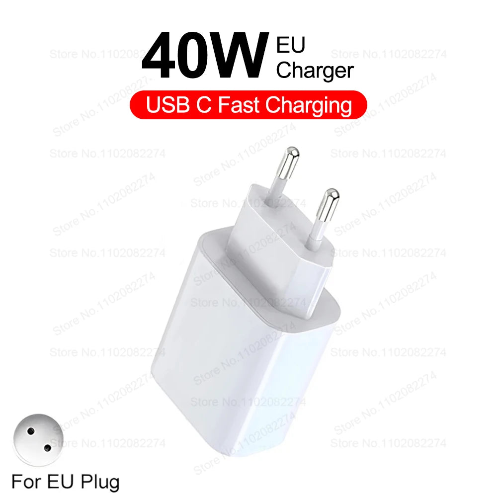 PD 40W USB C Fast Charger For Apple iPhone 16 15 11 12 13 14 Pro Max Plus Fast Charge Phone Charger USB Type C Cable Accessories Car Mobile World