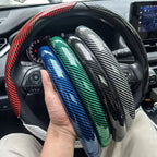 3PCS Car Steering Wheel Cover Warm Winter 38cm Round Steery Wheel Universa Glossy Laser Carbon Fiber Auto Interior Accessories CM World