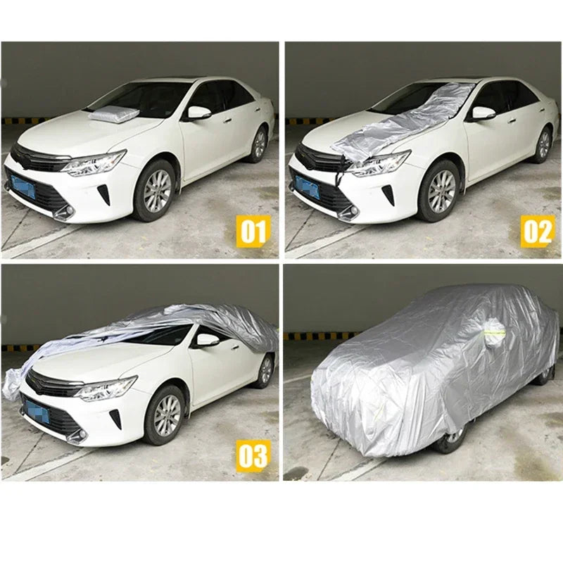 Universal Sun Car Covers Dust Anti-snow Ice  UV Shade Cover Foldable Light Silver Auto Outdoor Car Protector Windshield Cover