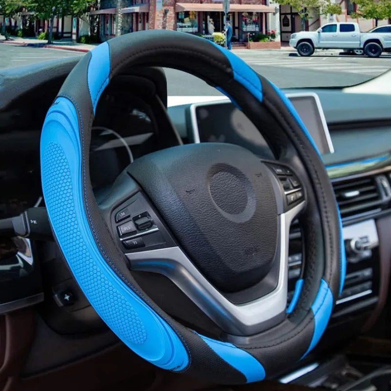 Concave Convex Massage Steering Wheel Cover 38cm Microfiber Leather Cover Non-Slip Breathable Car Steering Wheel Protector