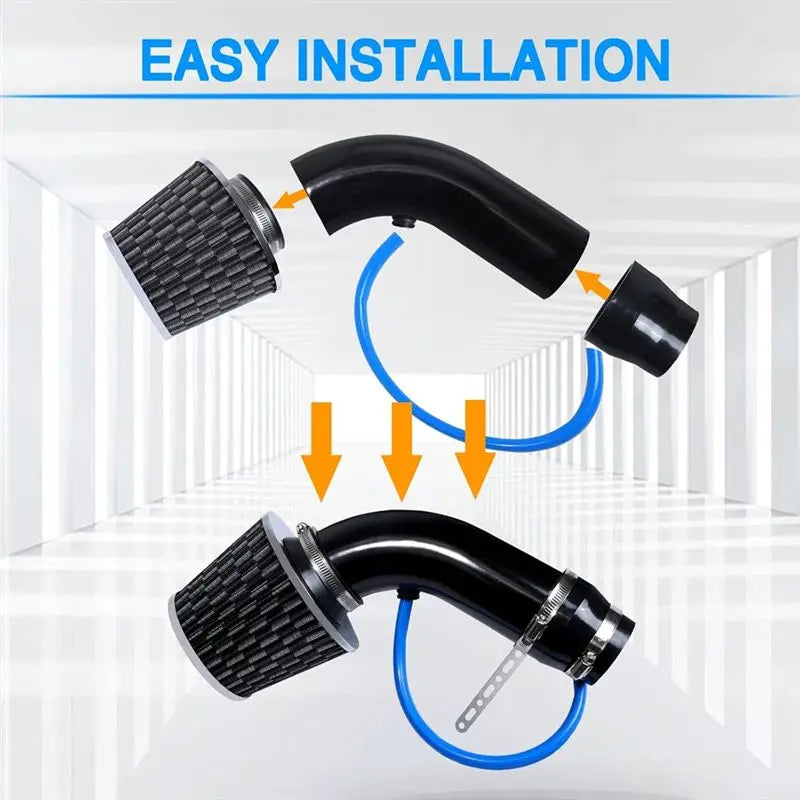 Cool Air Intake Kit Car Cool Air Intake Pipe 3" Universal Induction Flow Hose Pipe Kit-ABQF