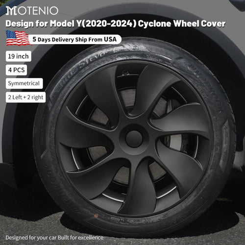 4PCS 19 Inch Cyclone Style Wheel Covers for Tesla Model Y (2020-2024) Right & Left Automobile Accessories Hubcaps Replacement CM World