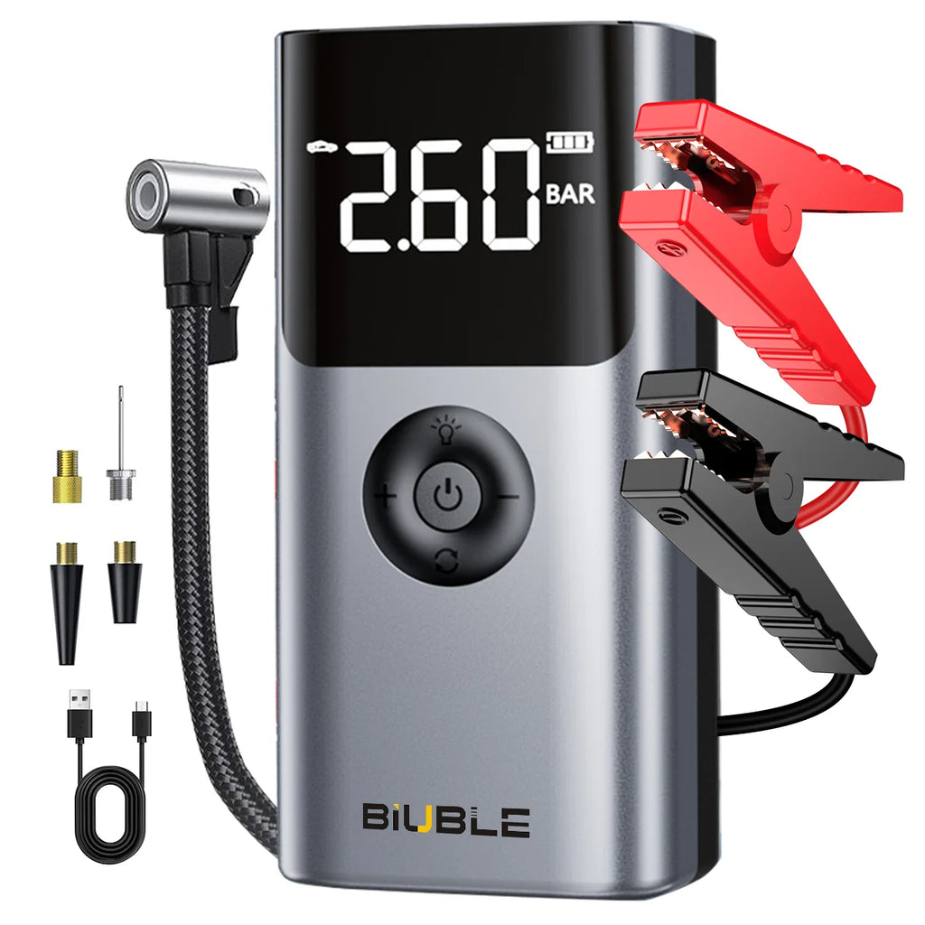 4 In 1 2000A Car Jump Starter 150PSI Air Pump 12V Battery Booster for 8.0L Petrol and 6.0L Diesel Engines