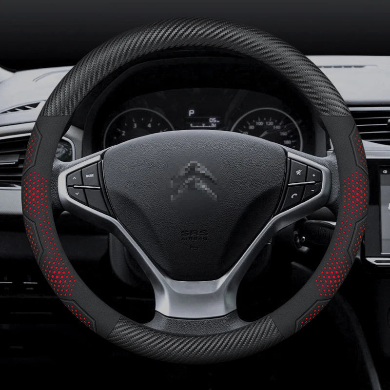 For Citroen C1 C2 C3 C4 C5 C6 VTS Xsara C-Crosser Berlingo Jumpy Carbon fiber Suede Car Steering Wheel Cover Auto Accessories CM World