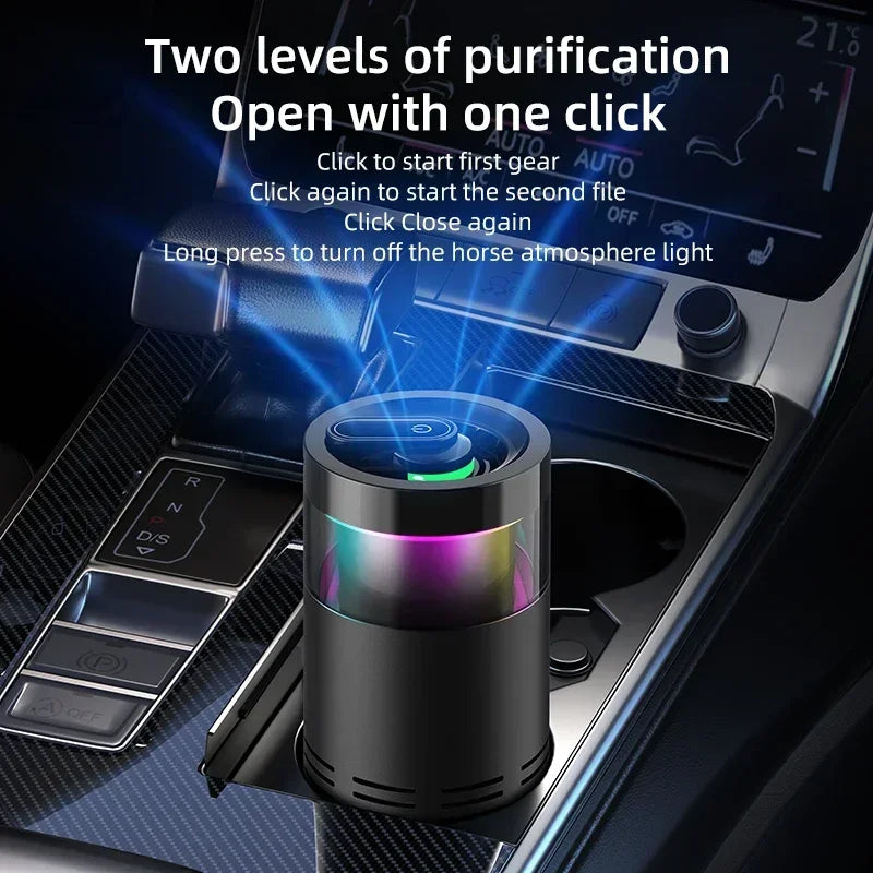Portable Car Air Purifier Negative Ion & HEPA Filter Low Noise DeodorizerDust Smoke Removal Compact Design for Car Home Use Car Mobile World