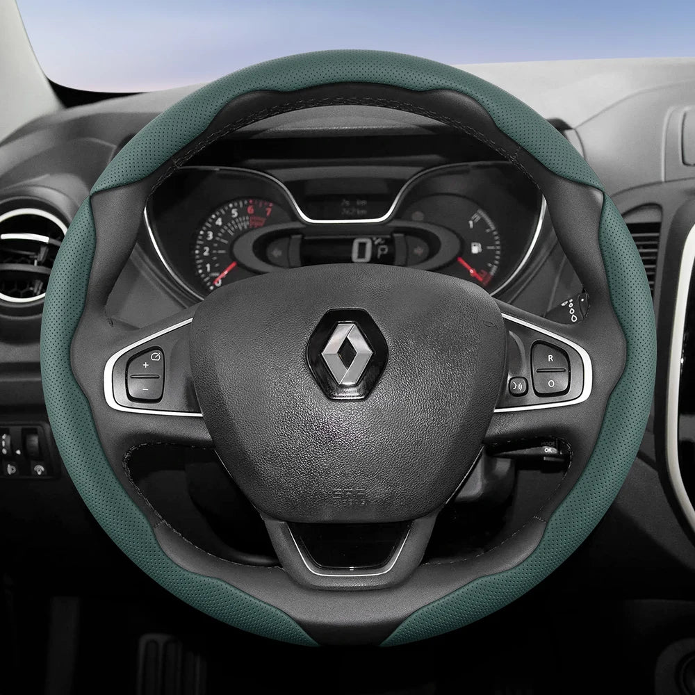 Suitable for Renault Breathable Hole Leather Steering Wheel Cover Segmented Quick Release Design Non-Slip and Durable Megane 3 2 4 Clio4 5 Captur Trafic Scenic Austral Kangoo Arkana Kadjar Master Fluence Zoe Twingo Qm6 CM World