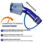 Cold Air Intake Pipe, 76mm 3 Inch Universal Car Cold Air Intake Turbo Filter Aluminum Air Filter Induction Flow Hose Pipe Kit