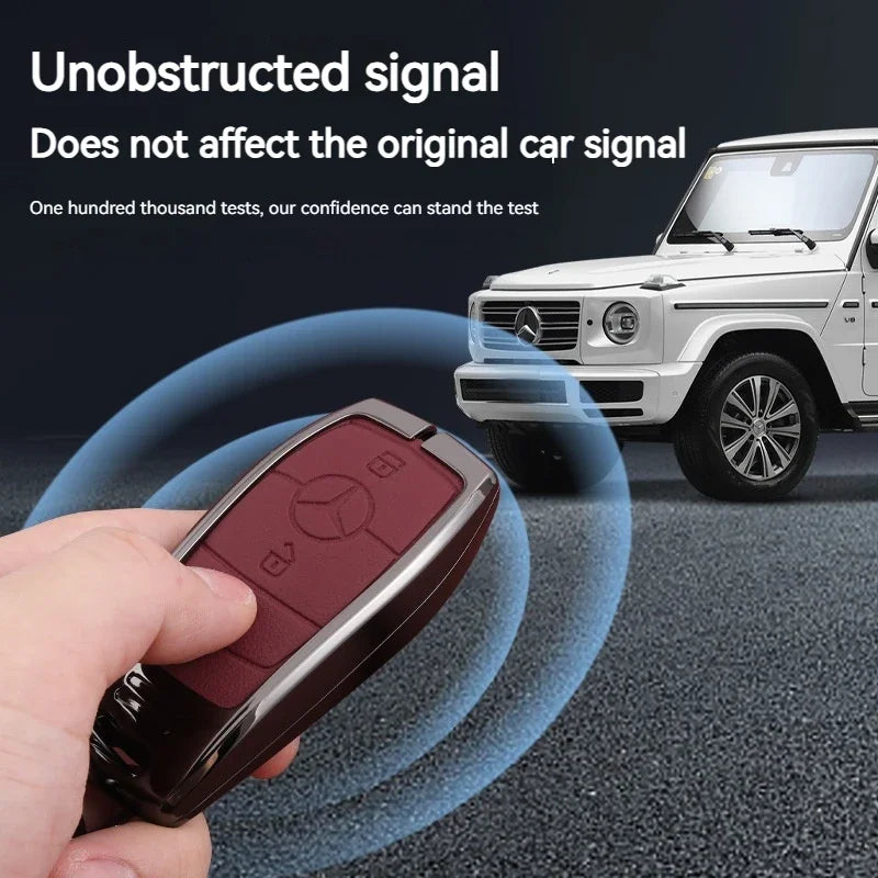 1pcs Leather Car Smart Key Case Cover Shell Fob Holder For Mercedes Benz A B C E S  R-Class C43 CLA GLB GLC GLK SLK SL Vito W20 CM World