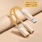 2 In 1 USB C To 3.5mm Headphone And Charger Adapter USB C PD 3.0 Port To Aux Audio Jack With PD Fast Charging Dongle Cable Cord Car Mobile World