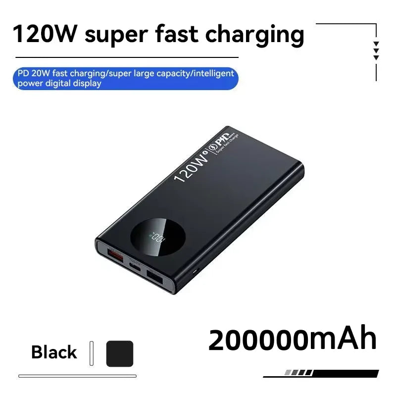 500000mAh Power Bank 120W Super Fast Charging PD20W Dual Way Digital Display Airplane Safe CCC For iPhone Samsung Xiaomi Car Mobile World