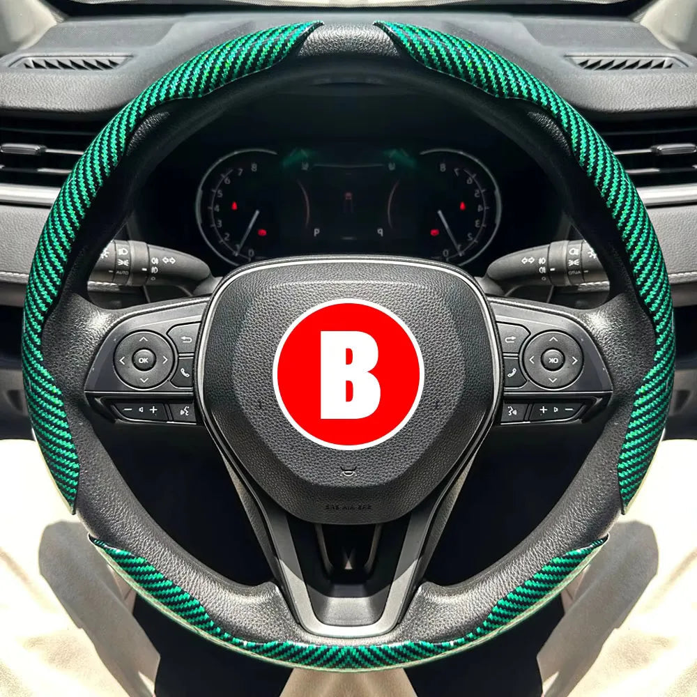 3PCS Car Steering Wheel Cover Warm Winter 38cm Round Steery Wheel Universa Glossy Laser Carbon Fiber Auto Interior Accessories CM World