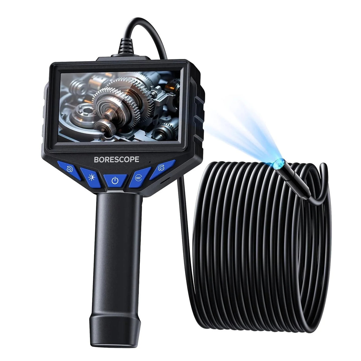 1080P HD Industrial Endoscope Camera with 4.3' IPS Screen 8mm Waterproof Borescope for Car Engine Sewer Pipe Inspection