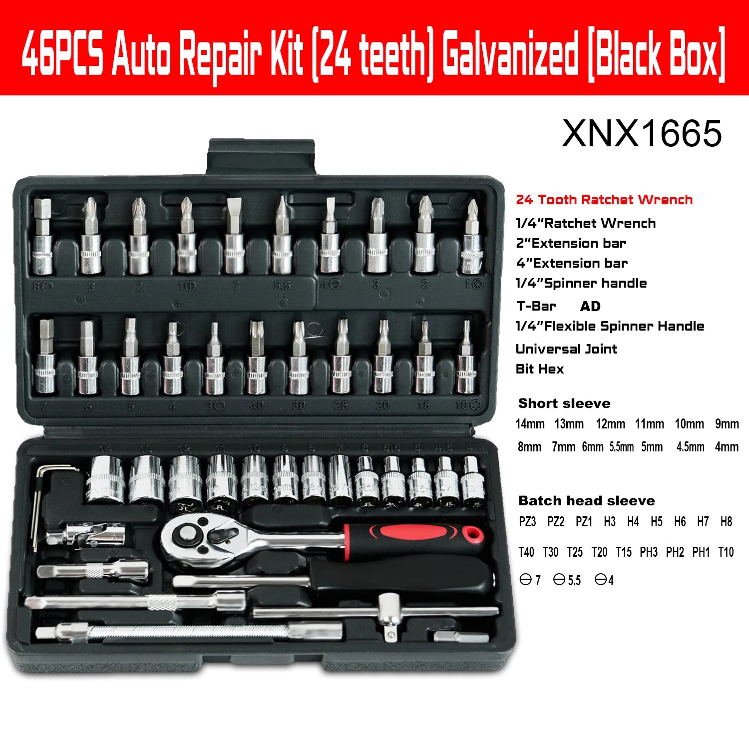 Motorcycle Repair Tool Kit 1/4-Inch Socket Set Car Repair Tool Ratchet Torque Wrench Combo Auto Repairing Set Mechanic Tools CM World