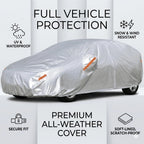 190T Silver Waterproof Car Cover Outdoor UV Dust Snow Scratch-resistant Full Car Cover Fit for SUV/Sedan Kayme Car accessories Car Mobile World