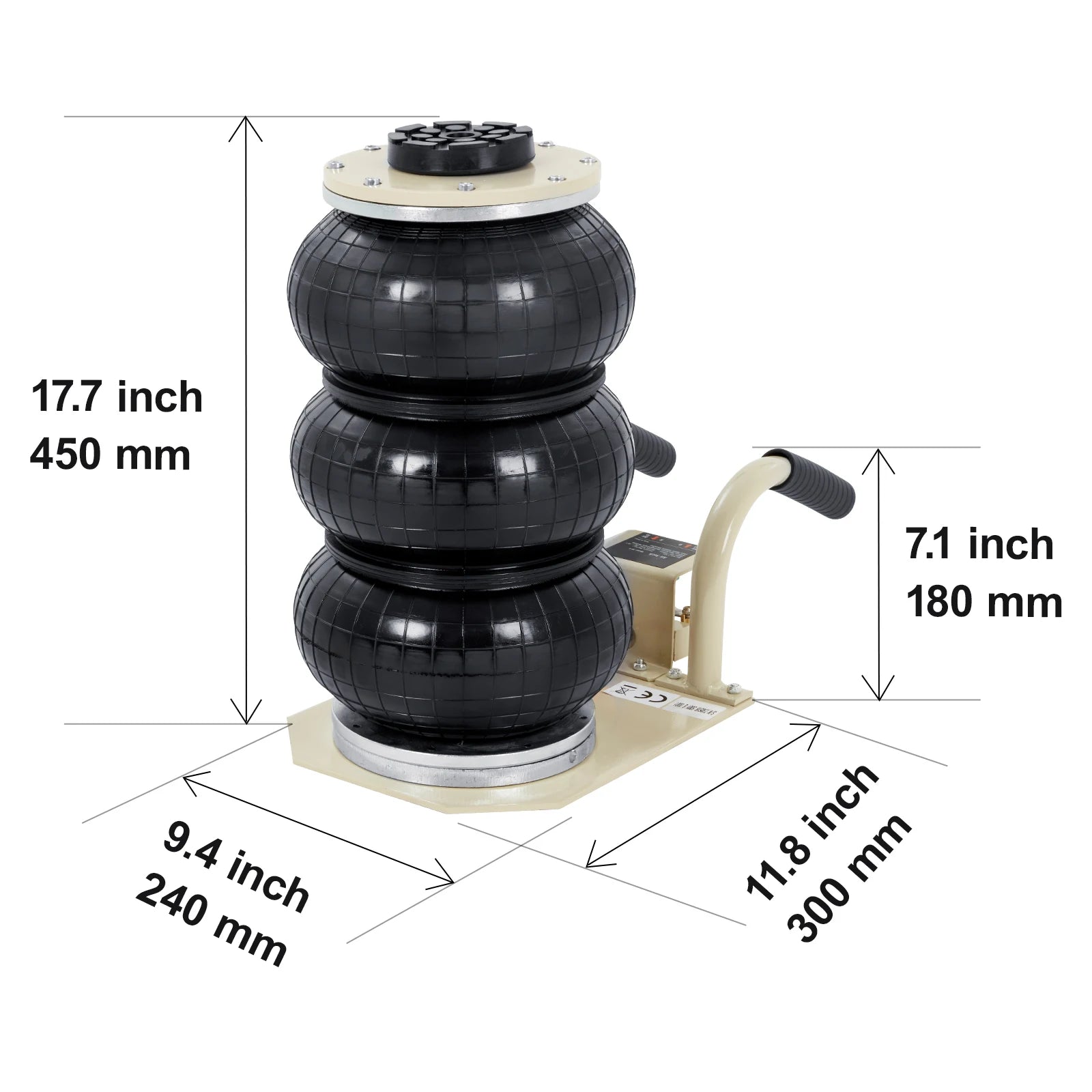 SucceBuy Triple Bag Air Jack 3 Ton (6600 lbs) Capacity Portable Pneumatic Car Jacks Heavy Duty & Quick Lifting for Garage Repair CM World