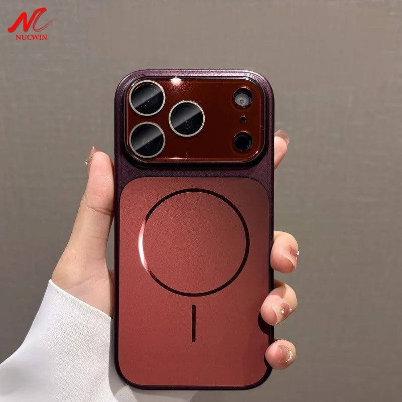 Large Window Glass Camera Protection for Magsafe Case for iPhone 18 17 16 15 14 13 Pro Max Laser Back Wireless Charging Cover