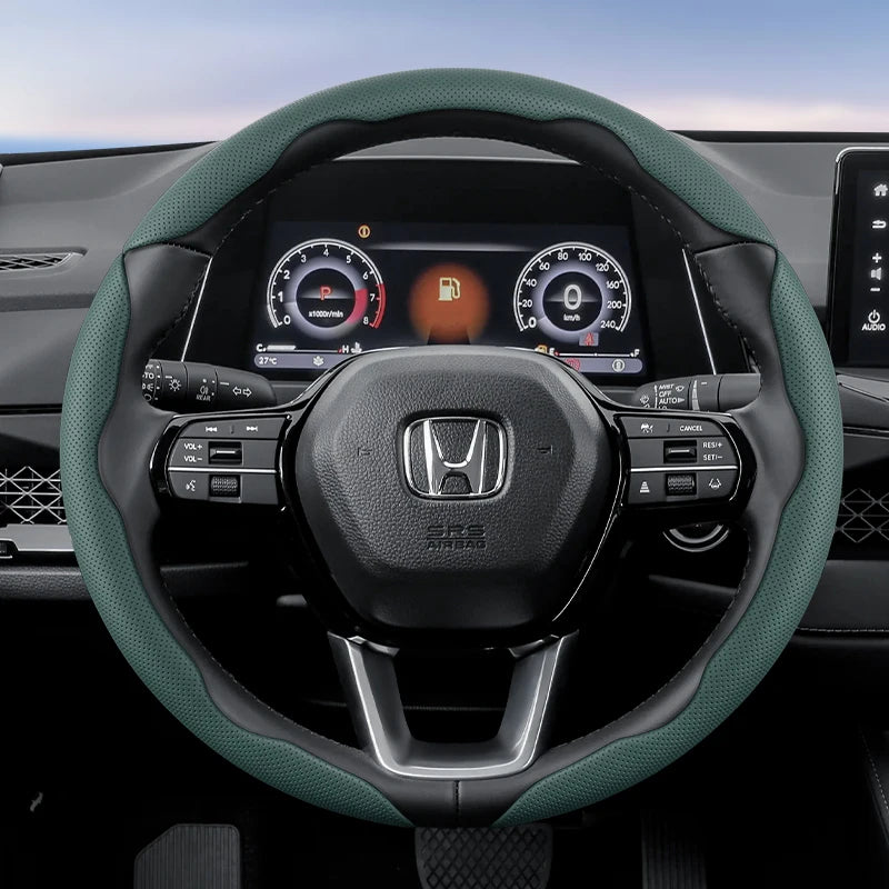 Suitable for Honda's Breathable Holes Leather Steering Wheel Cover Segmented Quick Release Design Non-Slip and Durable Civic Fit 8Th Gen 8 City Accord 9 10 Vezel Freed Breeze 7 Jade Shuttle Xrv Crosstour Insight Stream CM World