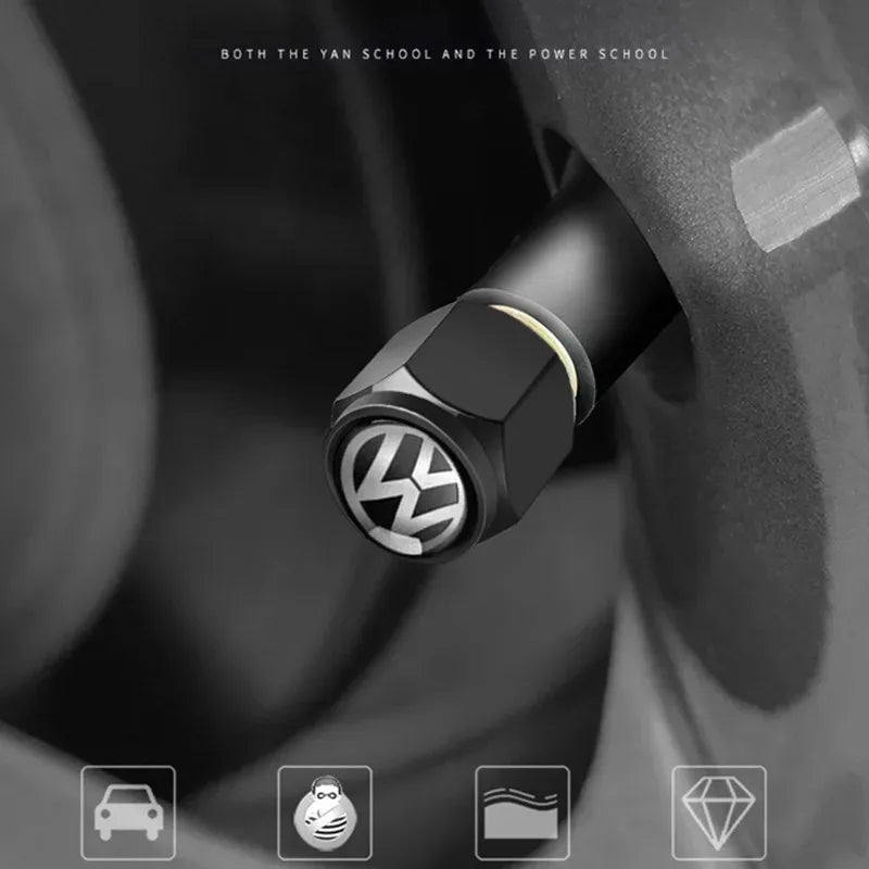New 4/5pcs Metal Car Wheel Valve Caps Stem Covers for VW Volkswagen Golf Polo Passat Tiguan Touran Jetta Accessories