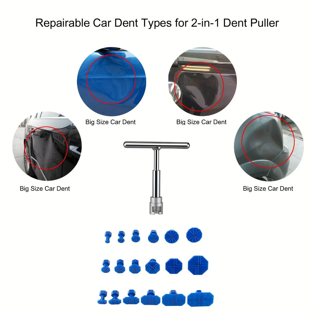 Car dent repair tool, sheet metal repair puller, simple T-shaped with 18 gaskets, no trace suction pit tool