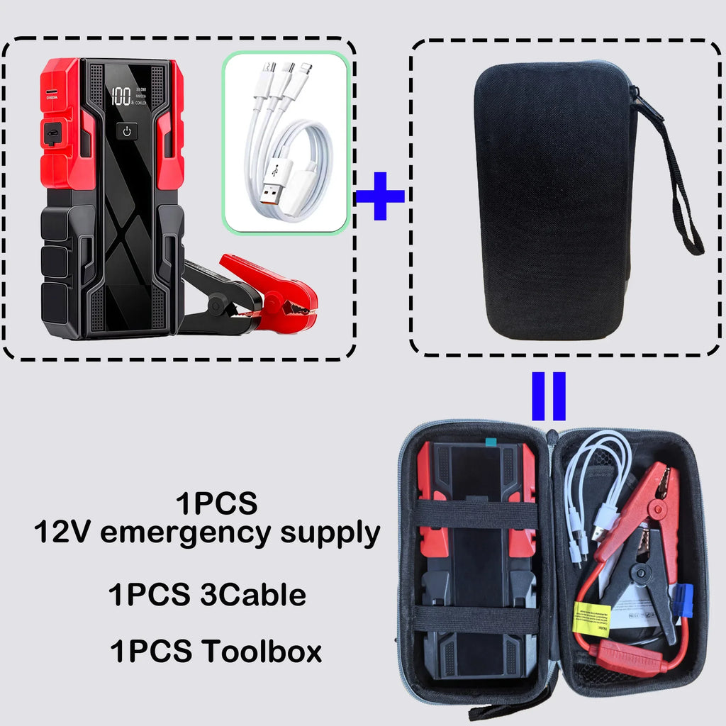 12V Car Jump Starter , 3000A Peak 99800mAh Portable Power Bank ,12V Auto Battery Booster with LCD Display, Emergency LED Light