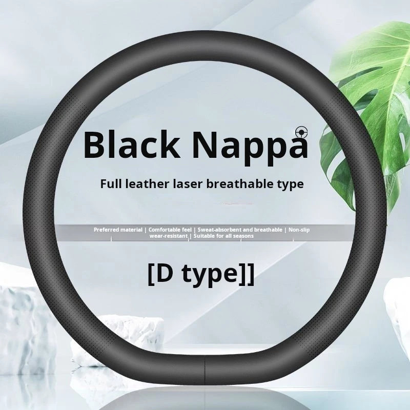 Car Non-Slip Steering Wheel Cover, Nappa Texture, Fits 37-38cm Steering Wheels, Ultra-Thin, Anti-Slip, Universal for All Seasons