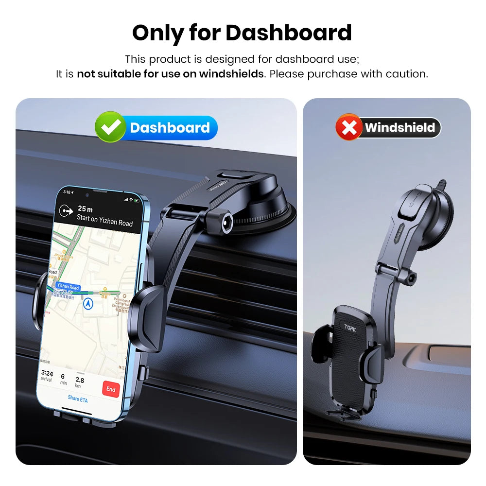 TOPK Car Phone Holder Mount , Upgraded Handsfree Stand, Phone Holder for Car Dashboard, Compatible with iPhone Samsung Android
