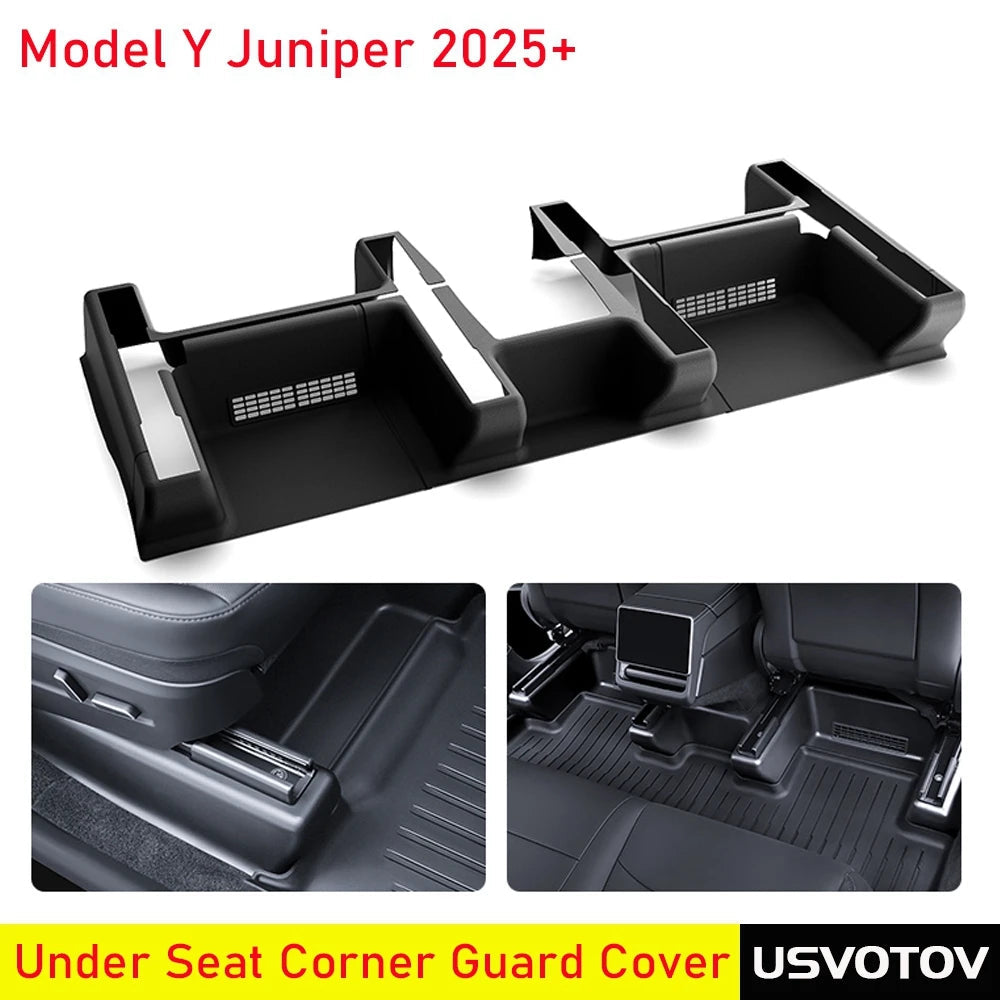 For Tesla Model Y Juniper 2025 2056 Under Seat Corner Guard Seat Slide Rail Protector Cover Anti-Kick Decor Flocking Accessories CM World