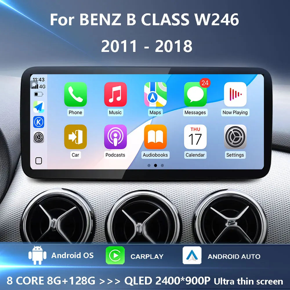 For BENZ B CLASS W246 2011 - 2018 Android 16 Carplay WiFi HD Screen GPS Navi Auto Accessories Car Radio Video Multimedia player CM World