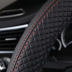 38cm Steering Wheel Cover PU Leather Anti Slip Steer Wheel Protector Breathable Fiber Braid Universal Steering Cover 1pc CM World