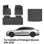 For Models of Changan Qiyuan A06 2026 Car Mats, All-season Waterproof TPE Floor Mats and Trunk Liners