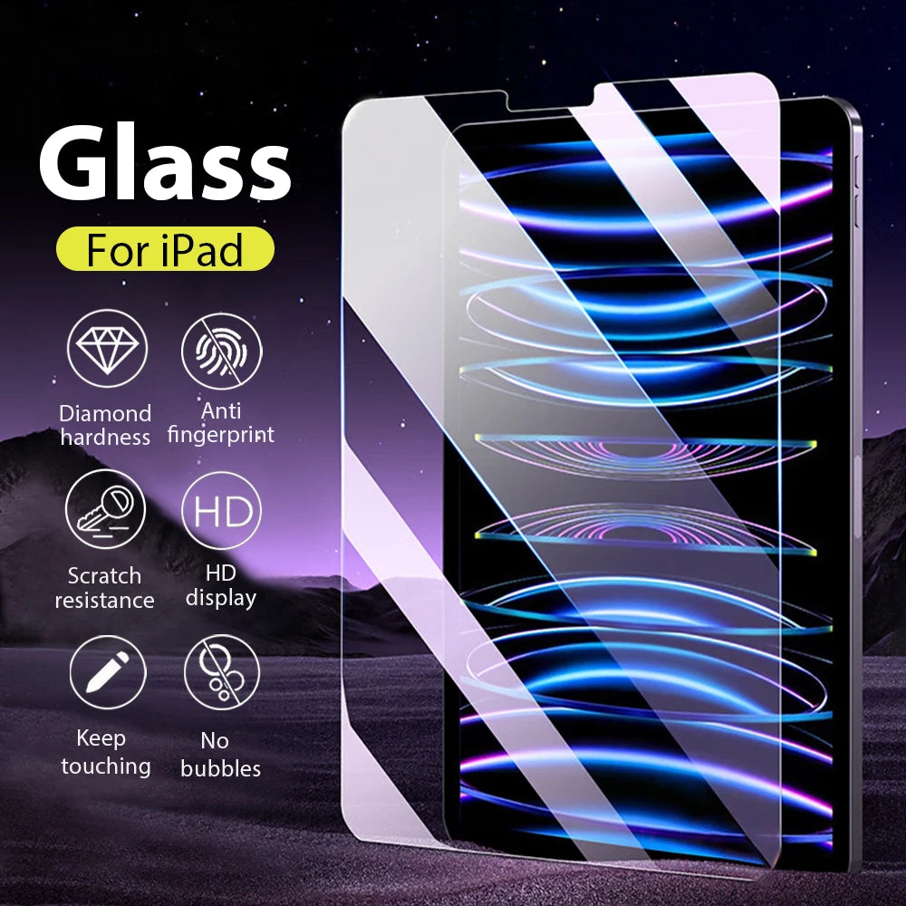 Tempered Glass For iPad 10th 9th Generation A16 Pro 12.9 11 13 2025 Screen Protector For ipad Air 4 5 Mini 6 7 7th 8th 10.2 Film Car Mobile World