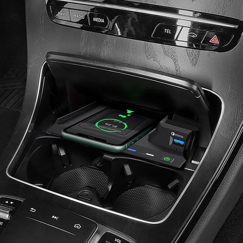 Wireless Charger For Mercedes Benz W205 C43 C63 AMG GLC43 GLC63 X253 C /GLC-Class Mobile Phone USB Charging Pad Accessories CM World