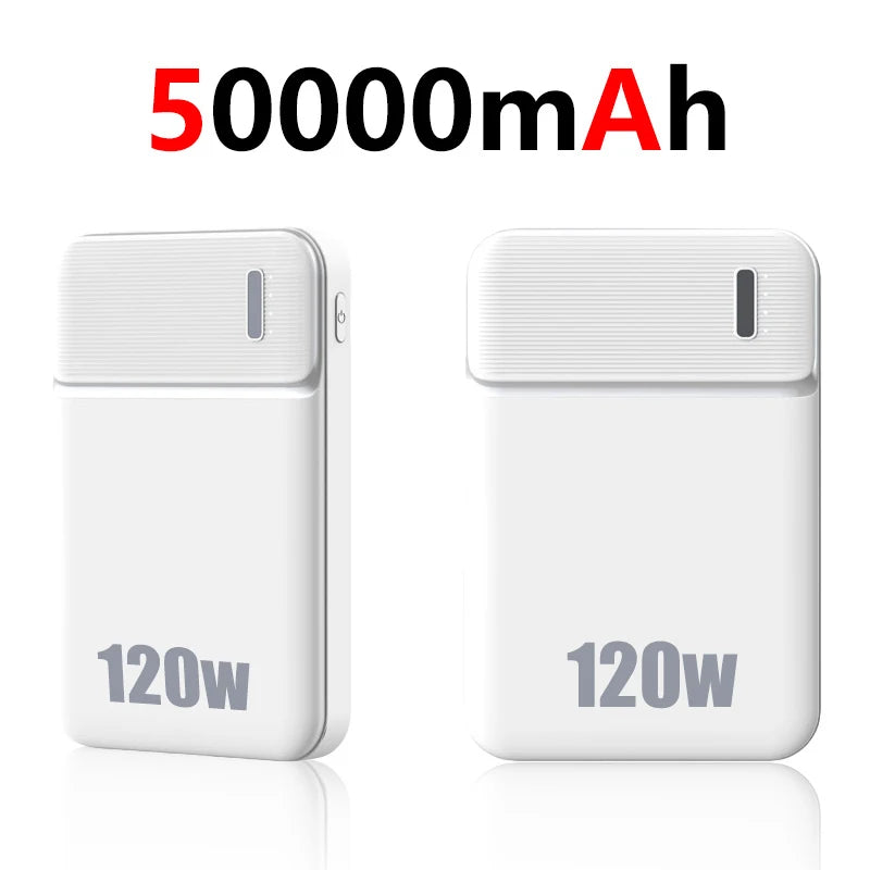Lenovo 120W 50000mAh Power Bank Portable Thinner Fast Charging External Battery Charger For iPhone 17 Pro Max For Samsung New Car Mobile World